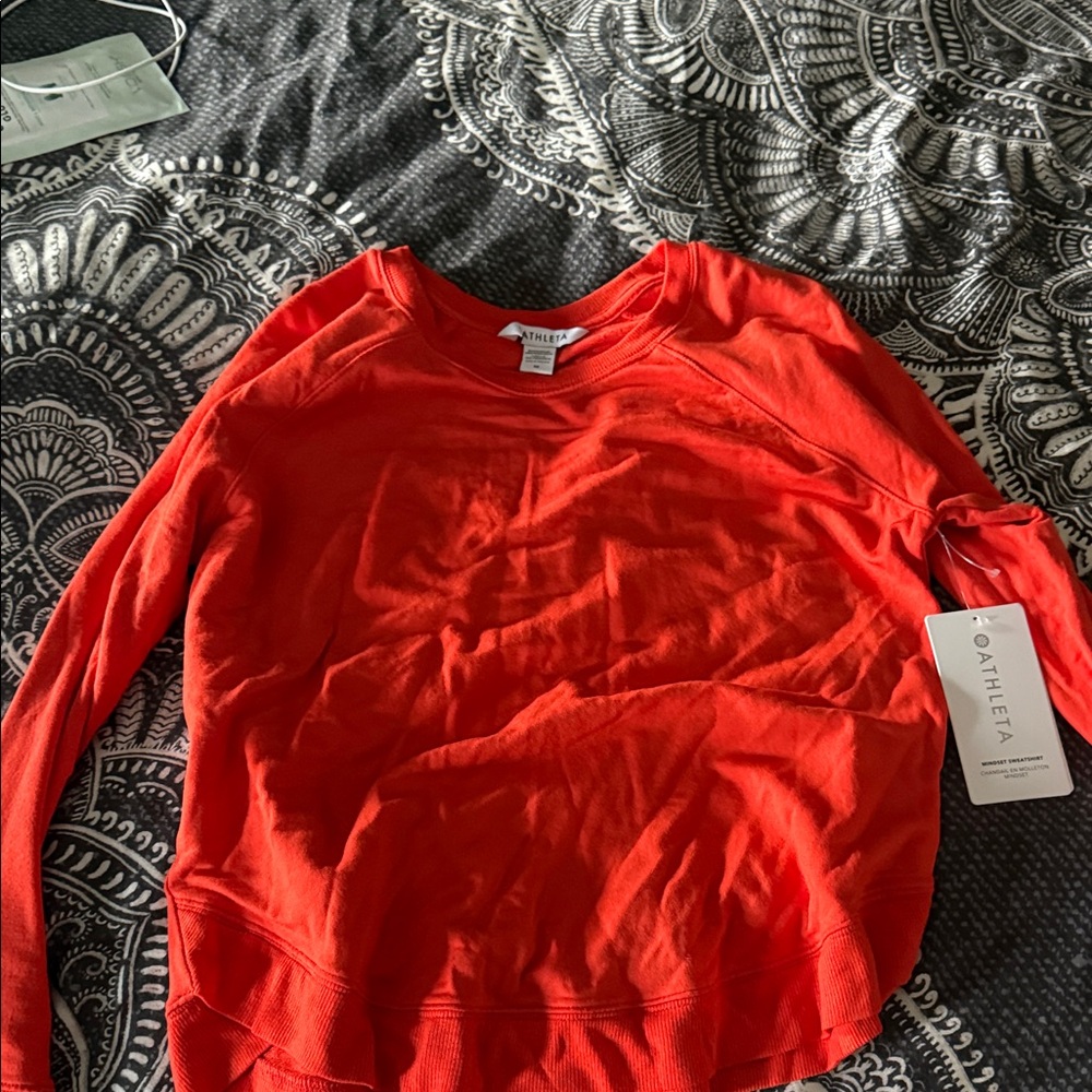 Athleta Bright Red/orange Sweatshirt